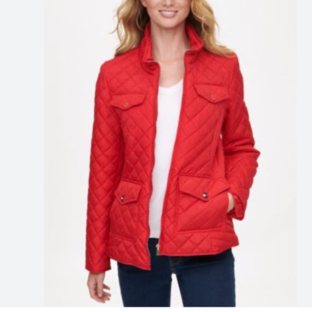Red Tommy Hilfiger stadium jacket